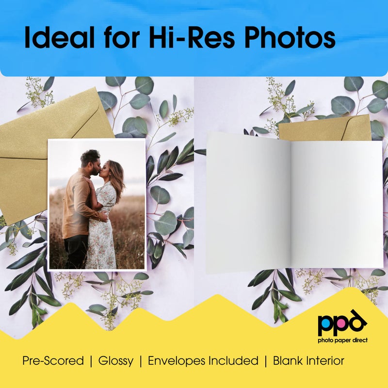 PPD Greeting Card Paper, Printable Greeting Cards for Inkjet Printer, 8.5 x 11 Blank Half Fold to 5.5 x 8.5 Custom Cards for Birthday, Wedding, Invitations, Thank You Note, Instant Dry (50 Sheets) - Image 3
